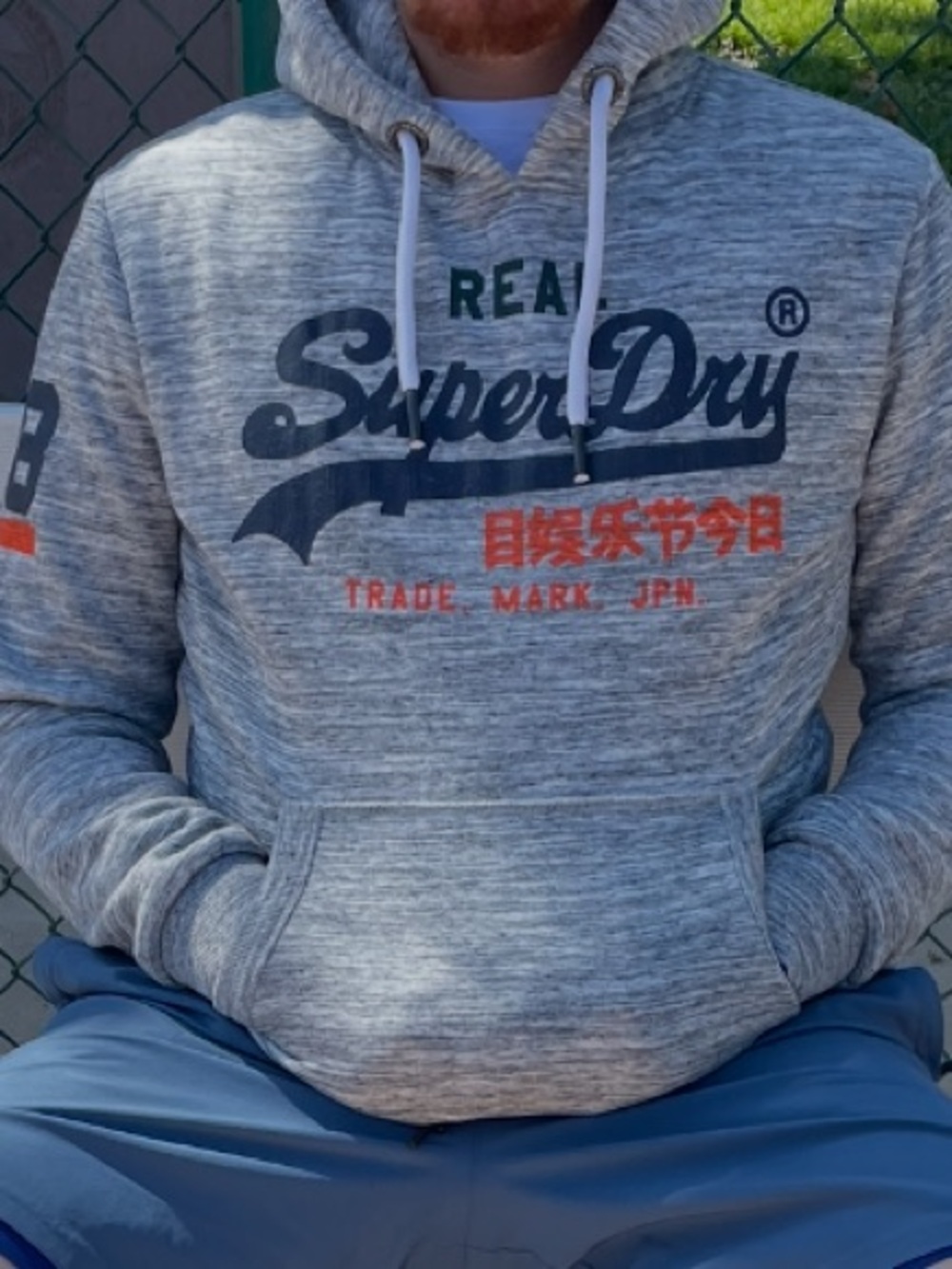 Superdry MEN SWEATSHIRT Logo Pullover Hoodie COLLEGE FOOTBALL HEATHER SIGNATURE